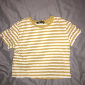 Brandy Melville Yellow Striped Cropped Tee